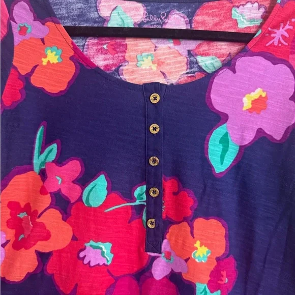 Lilly Pulitzer Caila T-Shirt Dress in the vibrant "Garden Games" floral print - Picture 5 of 11